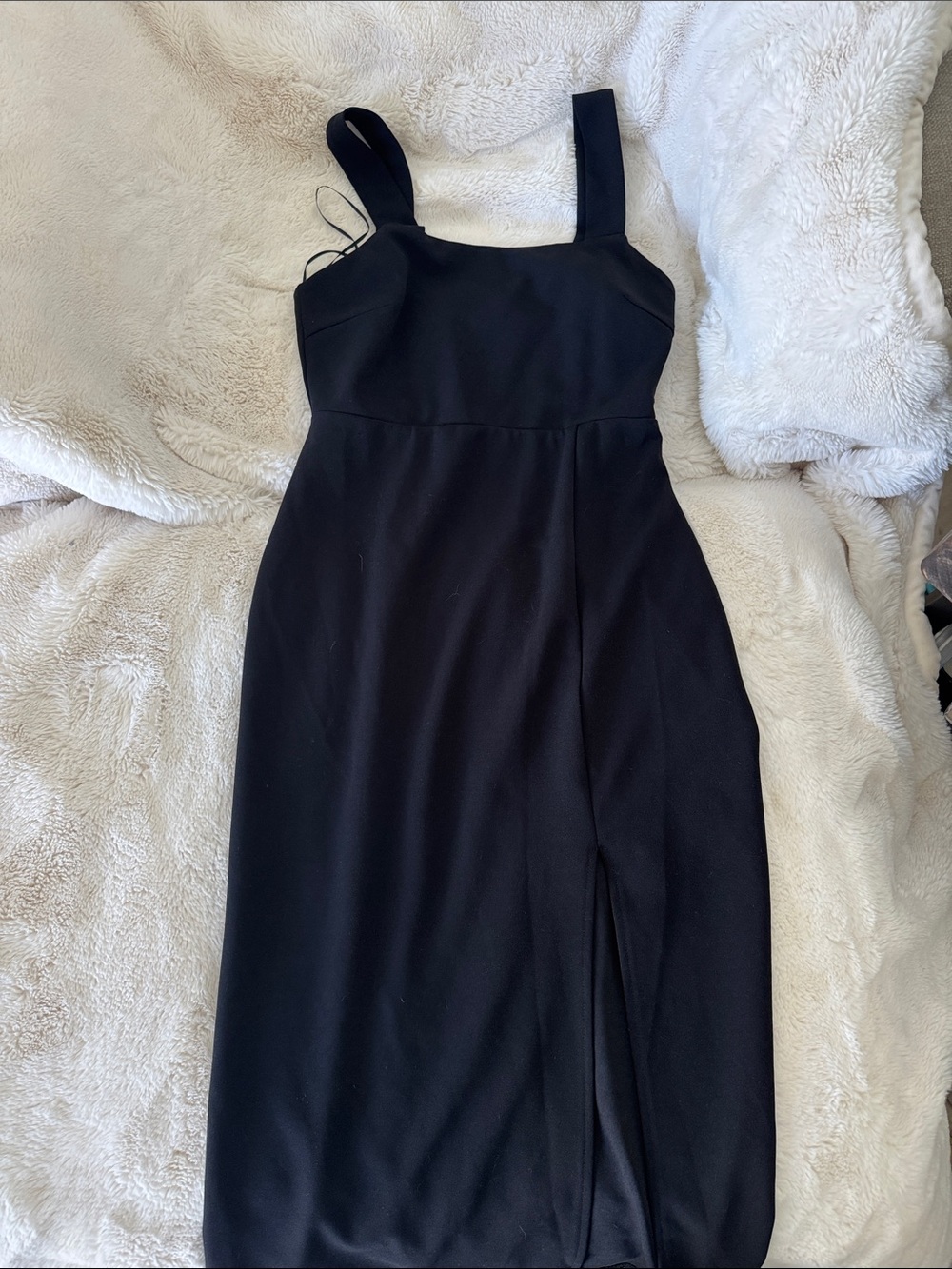 Petal & Pup Black Square-Neck Midi Dress with Wide Straps